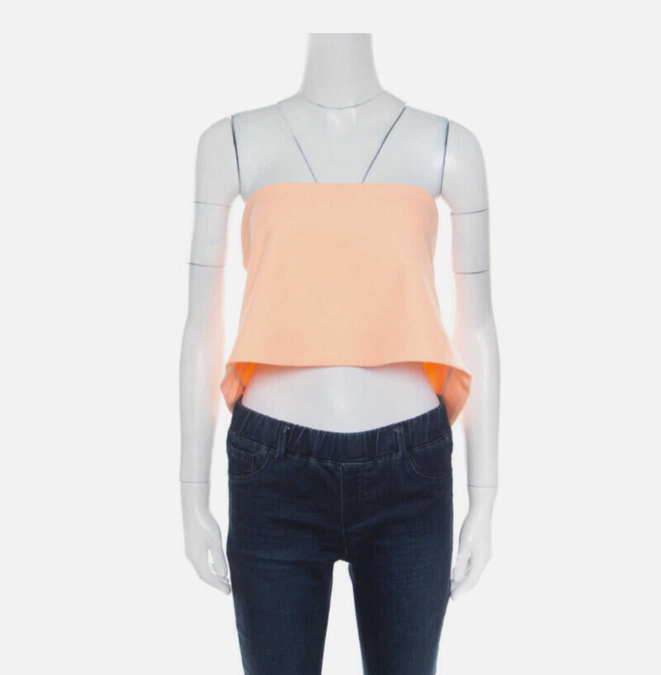 Elizabeth & James Sunwashed Orange Ponte Knit Strapless Addilyn Crop Top
