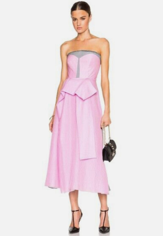 Roksanda - Orbeli Pink Grey Silk Strapless Dress