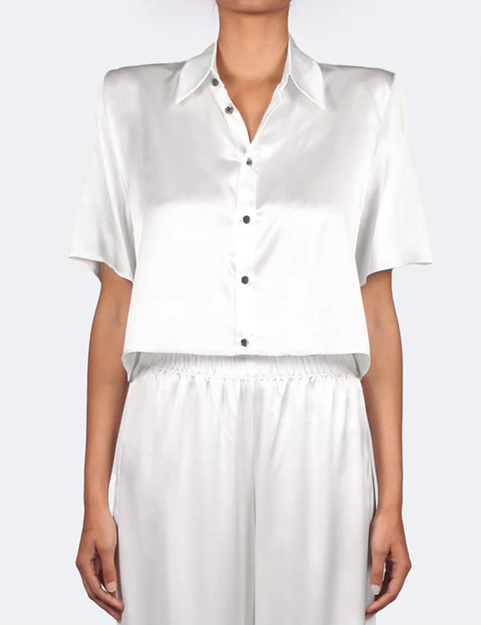 NAMESAKE - STUDIO ESSENTIAL - CROPPED SHORT SLEEVE BLOUSE & PANTS  - SNOW