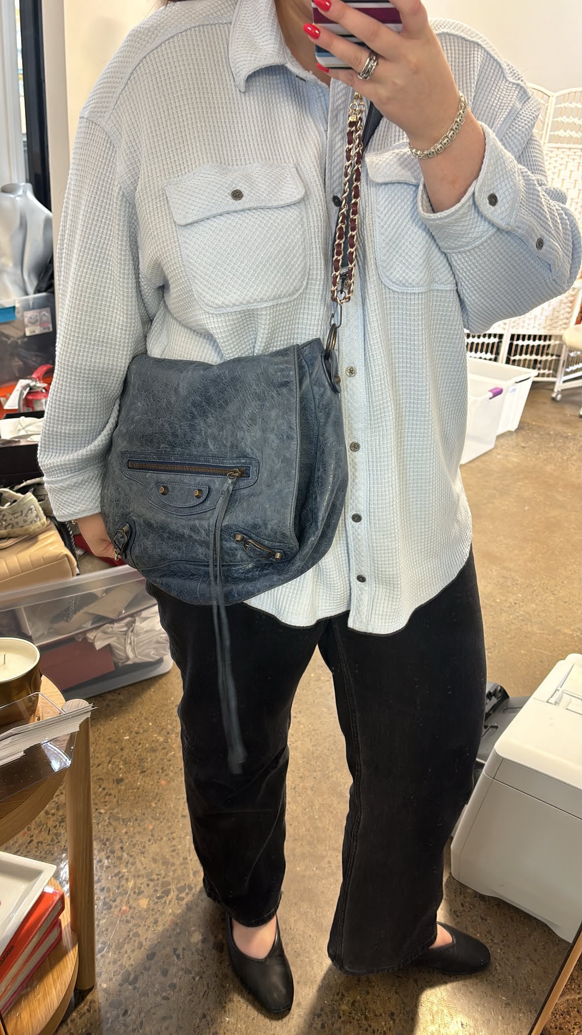 BALENCIAGA blue motocross classic day hobo