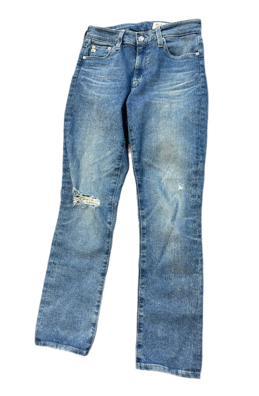 AG mari high rise slim straight jeans with rips