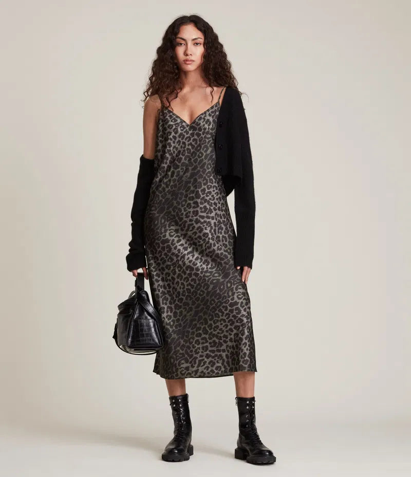 ALL SAINTS leopard slip dress