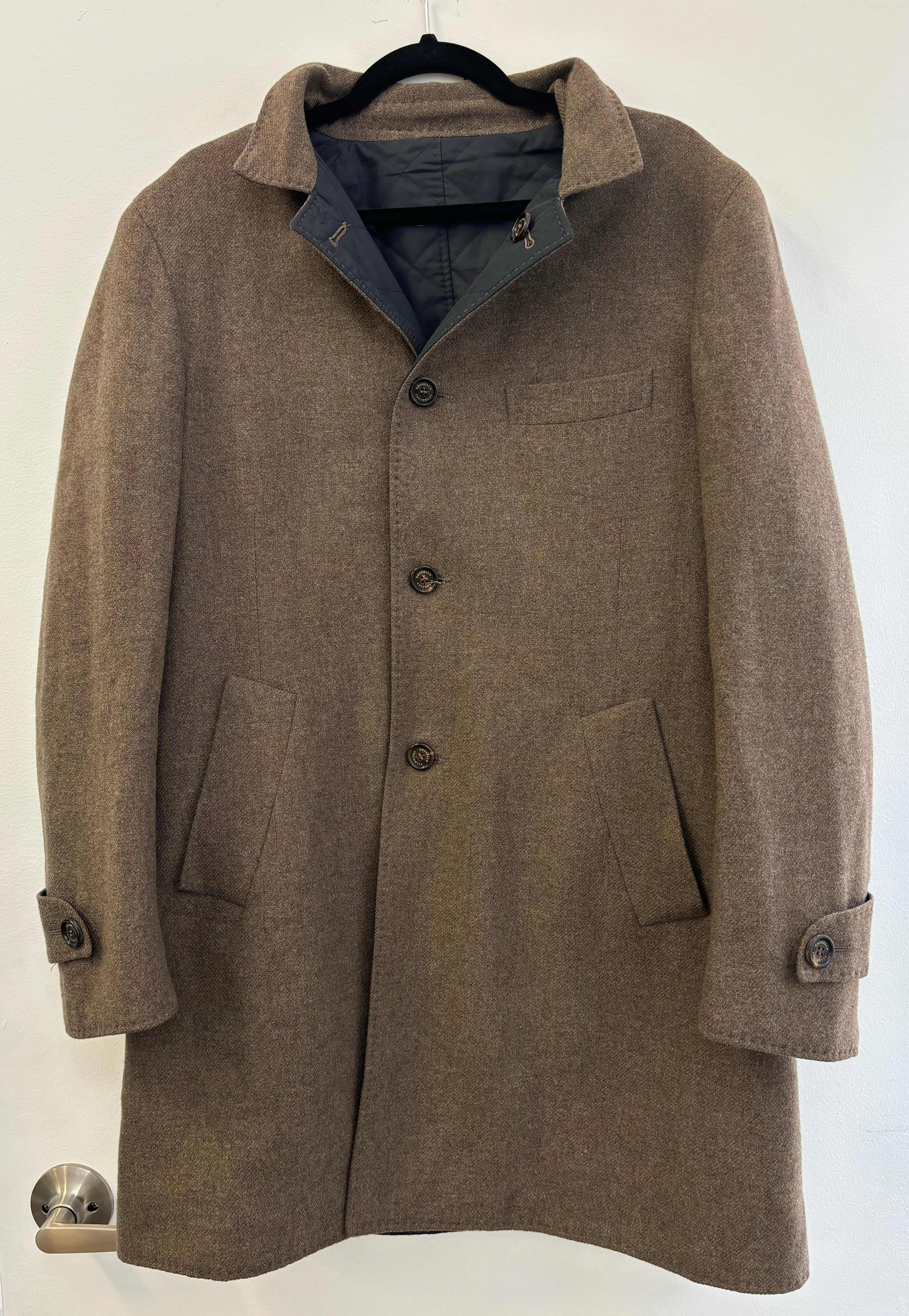 BRUNELLO CUCINELLI reversible brown/navy wool jacket