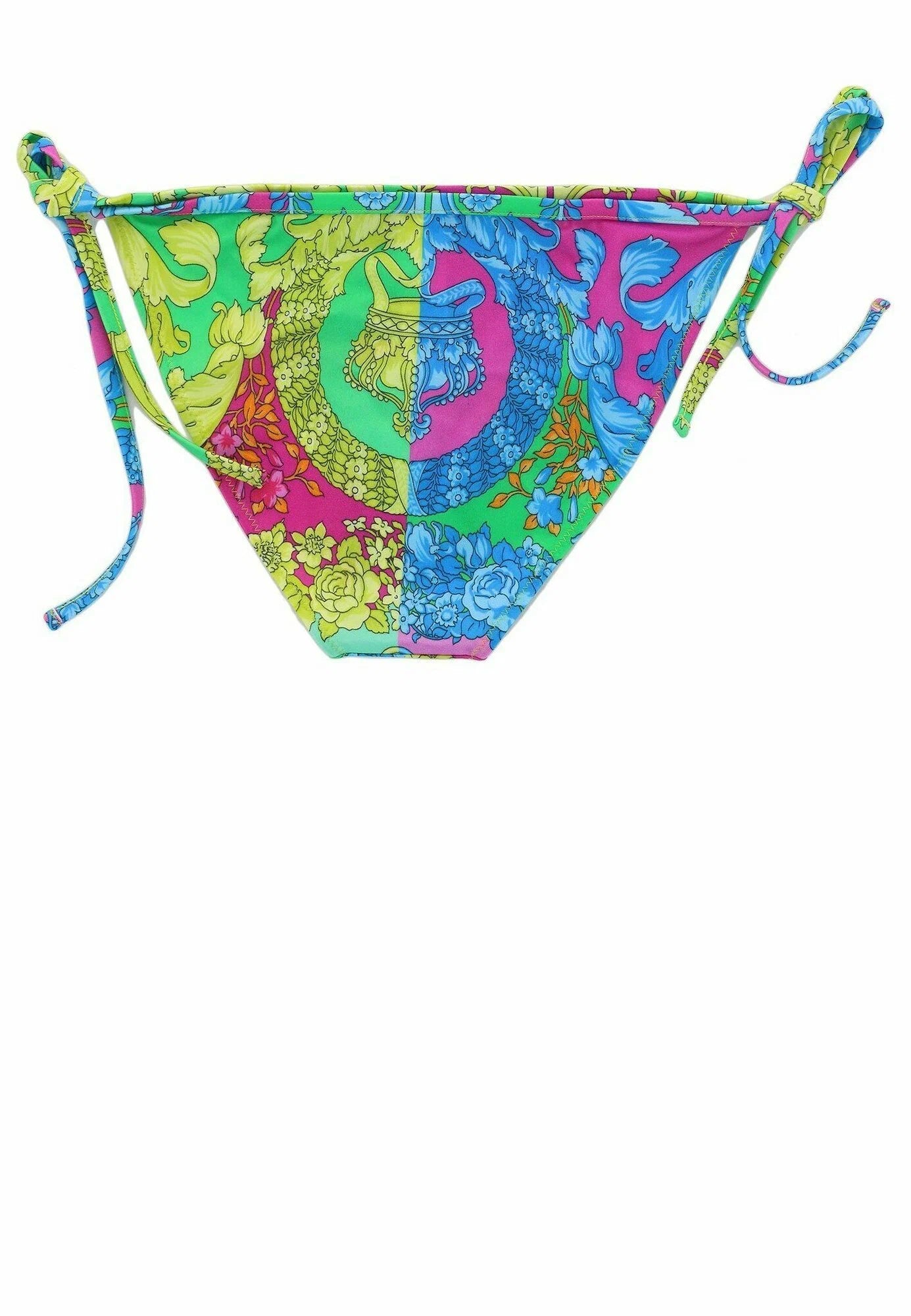 VERSACE yellow/green on left and blue pink on right bikini