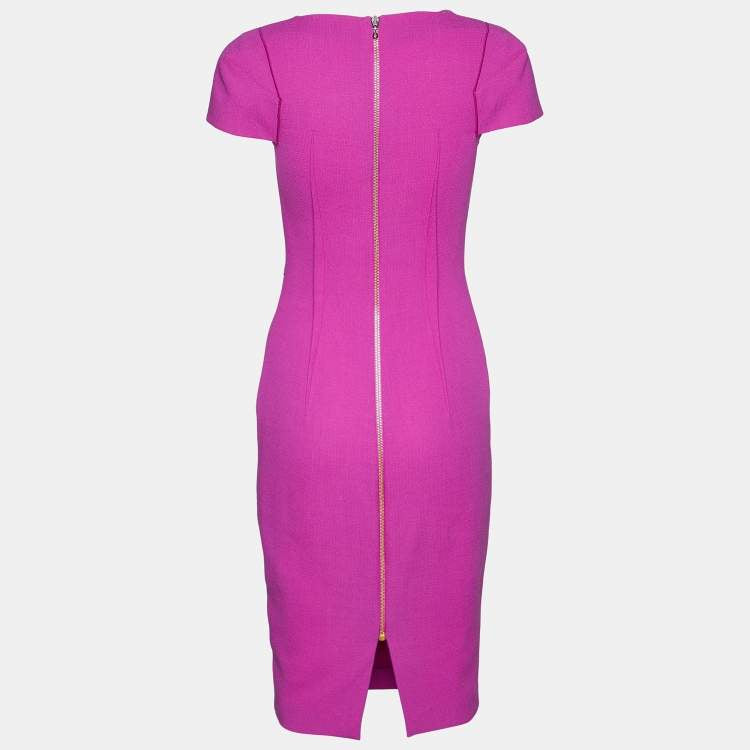 ROLAND MOURET purple dress with gold zipper