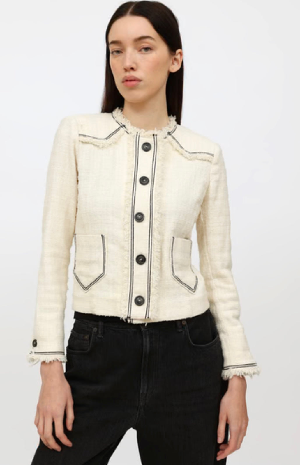 Etoile Isabel Marant
Ferris Fringed Linen Button Jacket