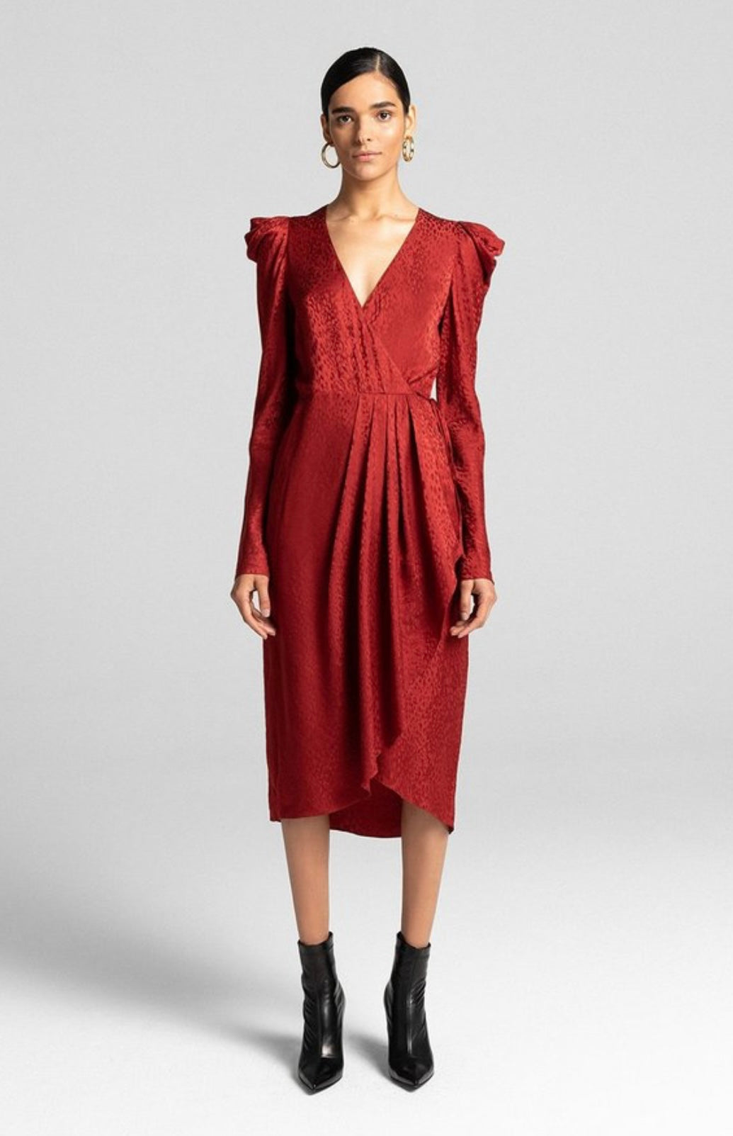 A.L.C. - Carolina Wrap long sleeve red Dress