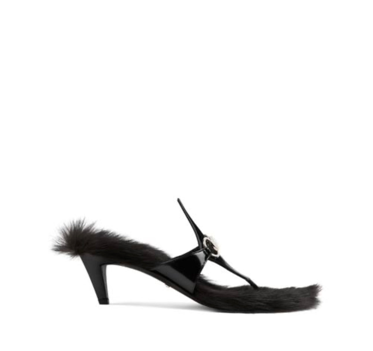 Gucci - 
Women's Black Horsebit Thong Sandals