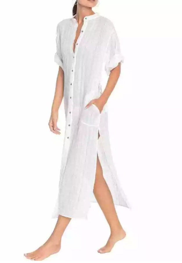 ROBIN PICCONE white gauze button up dress