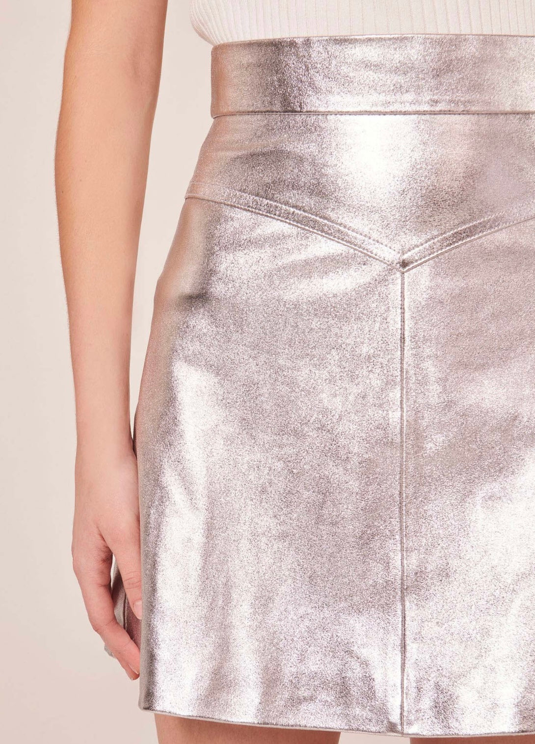 Tara JARMON Paris - 
Jasmin silver
 leather skirt