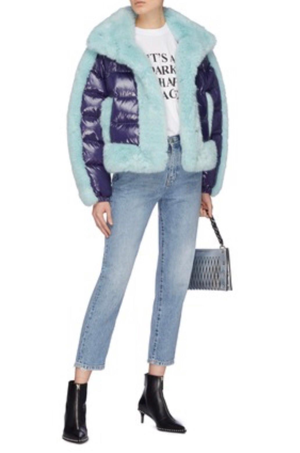 OPENING CEREMONY
'DAYDREAMER' COLOURBLOCK FAUX FUR BORDER DOWN PUFFER JACKET