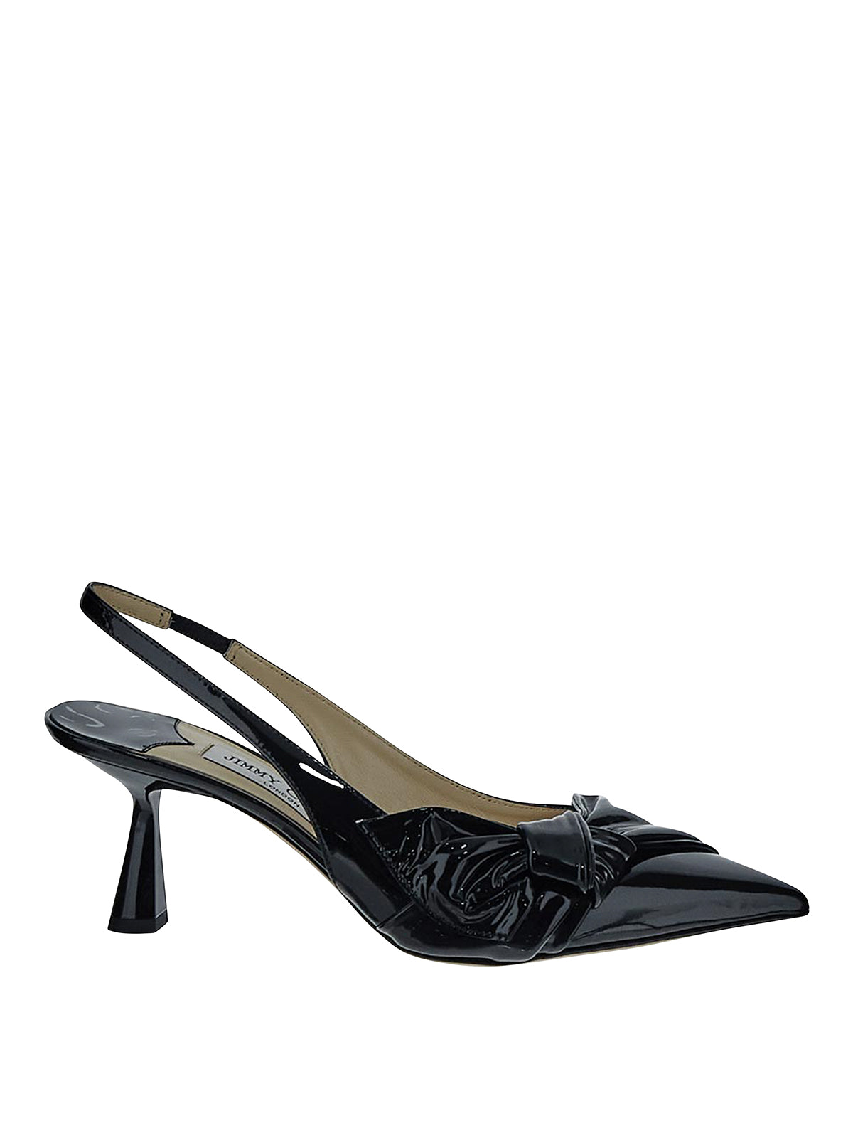 JIMMY CHOO black patent leather kitten heels with bow