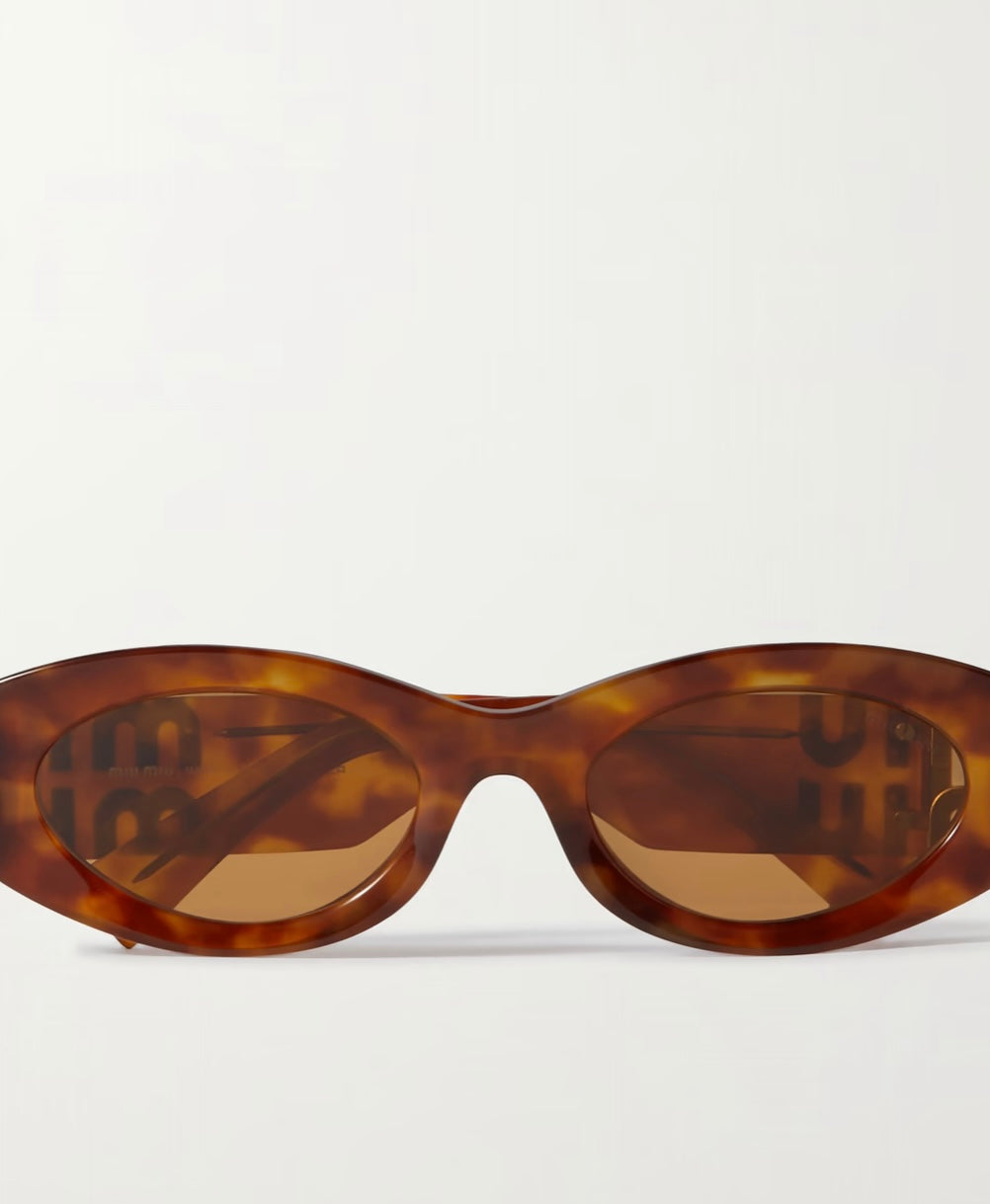 MIU MIU
Glimpse oval-frame tortoiseshell acetate sunglasses