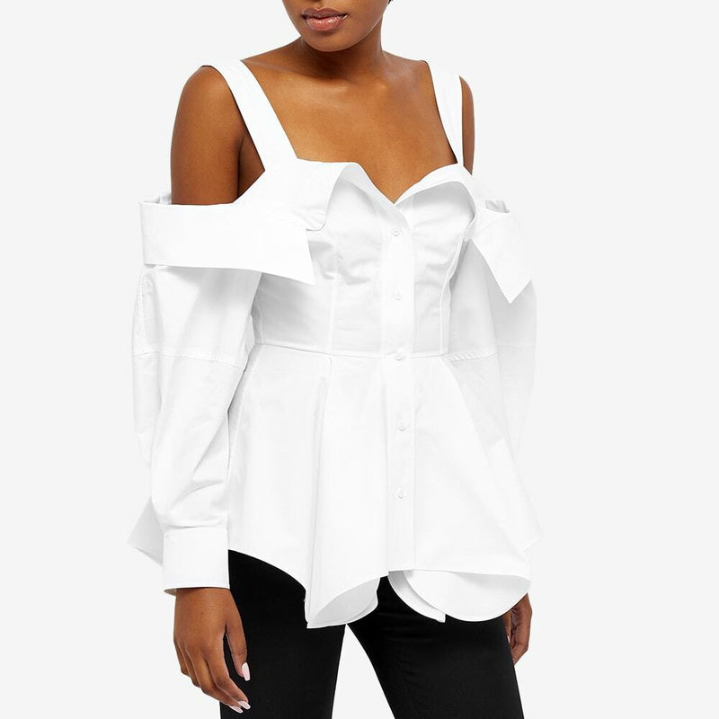 ALEXANDER MCQUEEN NWT white cotton sleeveless blouse with button front closure