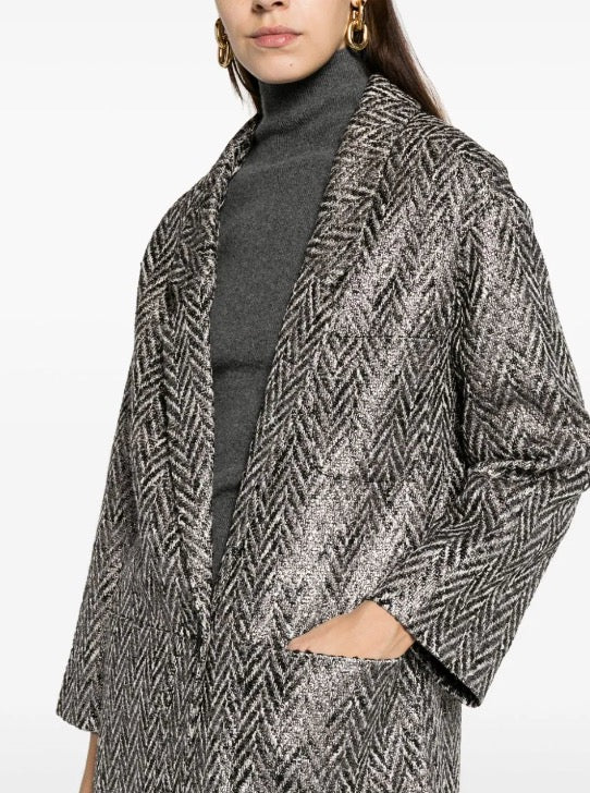 SMYTHE long grey/black with sparkle herringbone style jacket