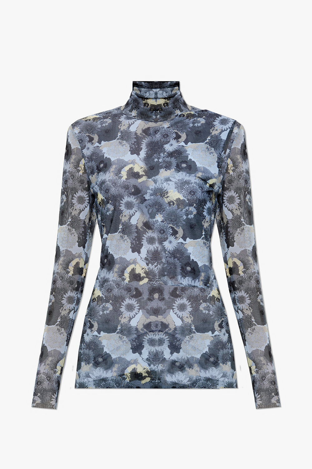 GANNI floral mesh turtleneck