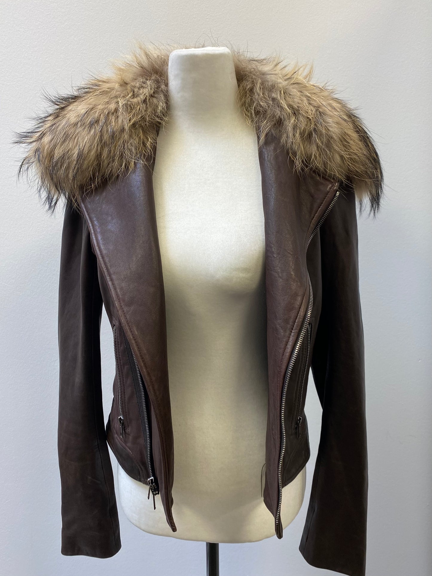 Theory Leather Jacket with Removable Fur