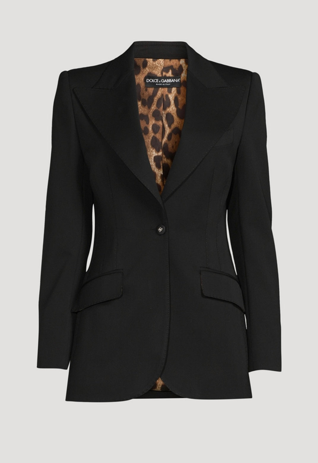 DOLCE & GABBANA Wool-Blend Blazer With Leopard-Print Lining