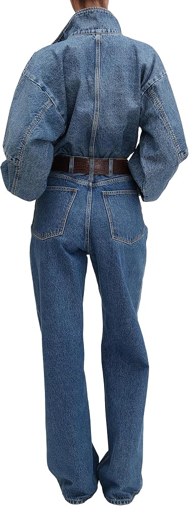 RONNY KOBO zip up denim long sleeve bodysuit