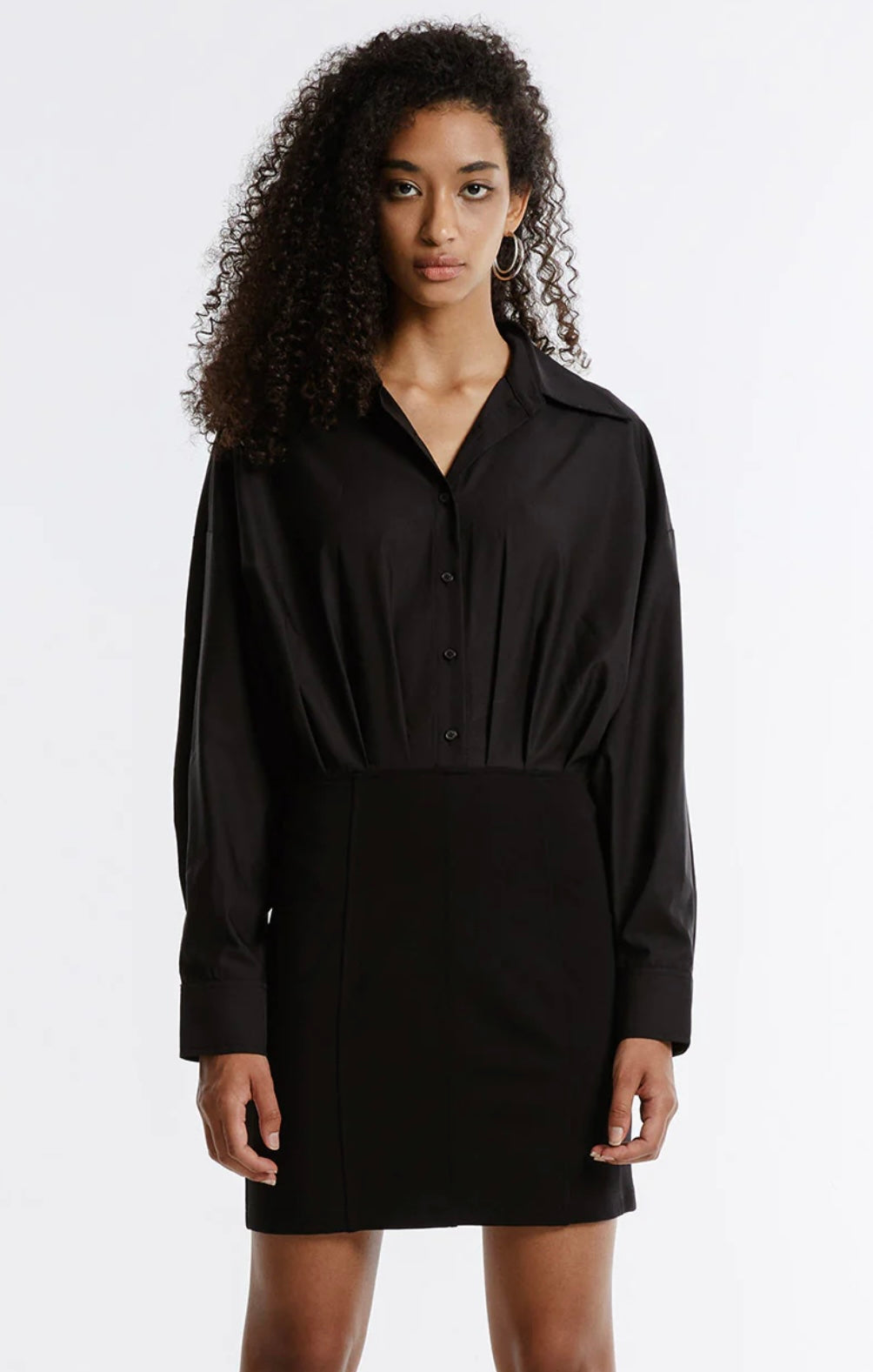 URBAN REVIVO - GATHERED WAIST SHIRT DRESS