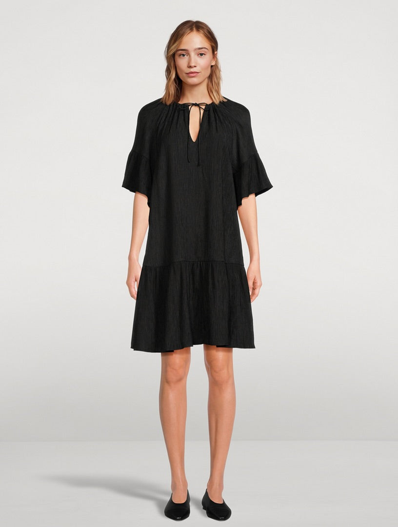 ANINE BING black textured/ribbed flowy dress