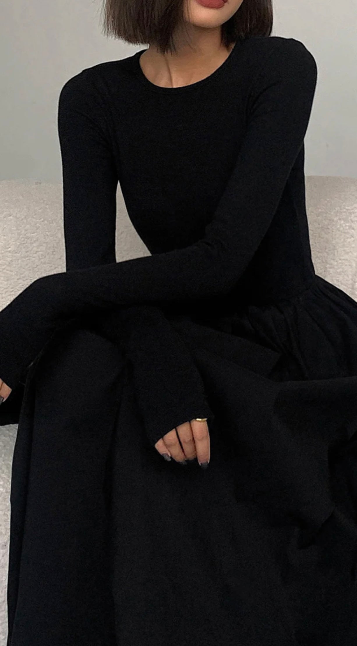 COMMENSE Leisure Pockets Long Sleeve Long Dress
