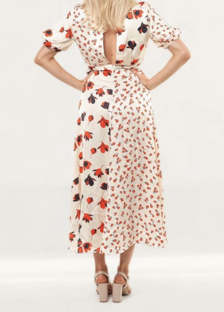 Self Portrait Satin Floral Print Maxi Dress