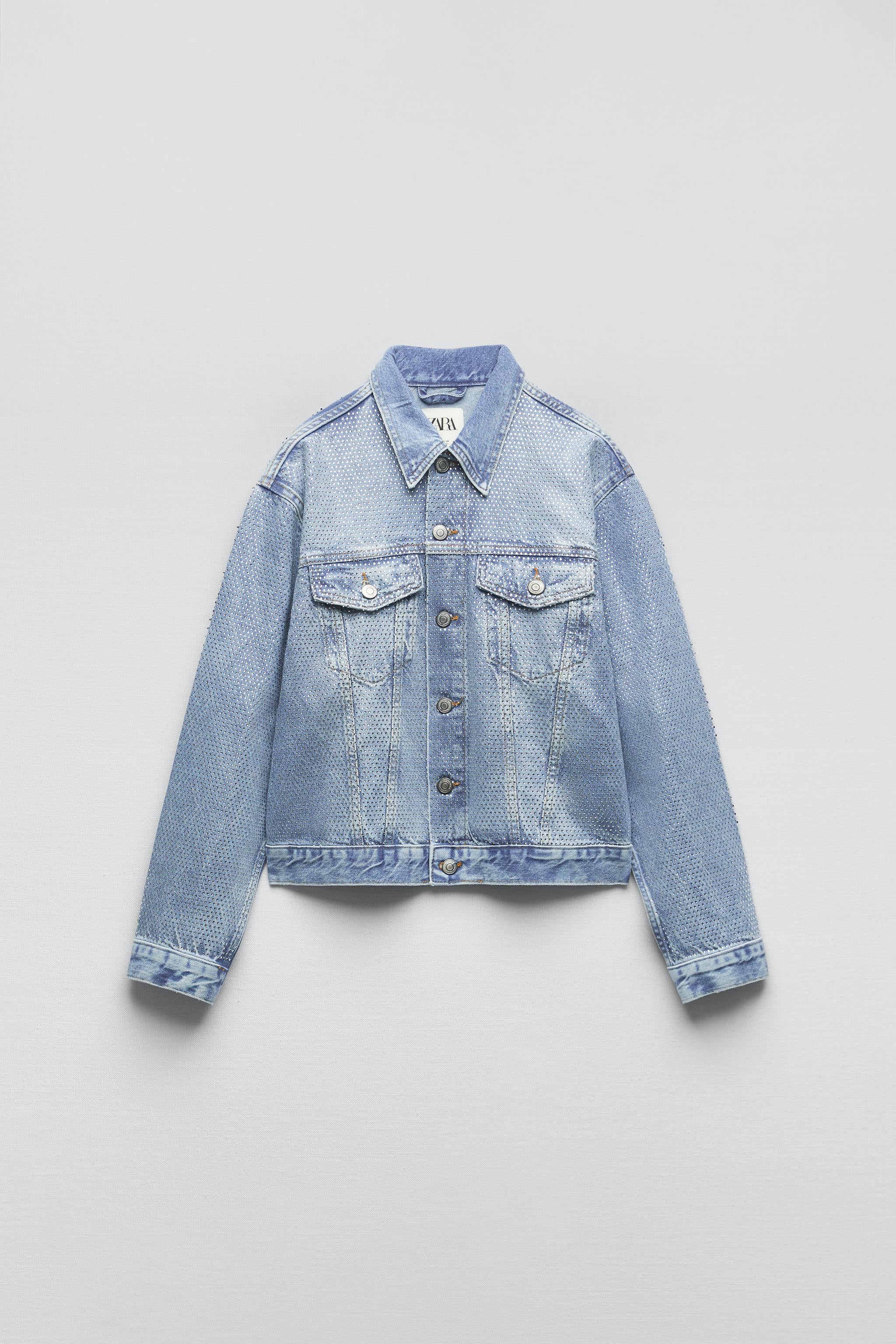ZARA blue denim jacket with crystal sparkles