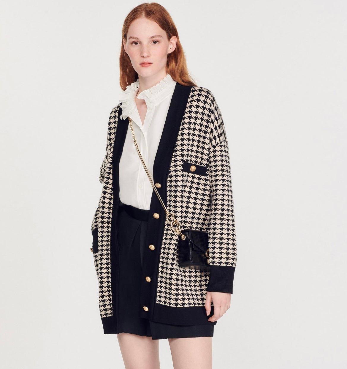 Sandro - Dane Oversized Houndstooth Cardigan