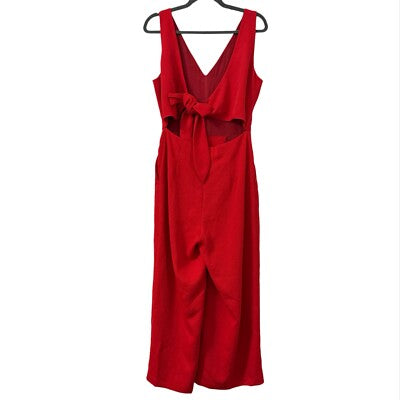 WILFRED red long sleeve open back jumpsuit