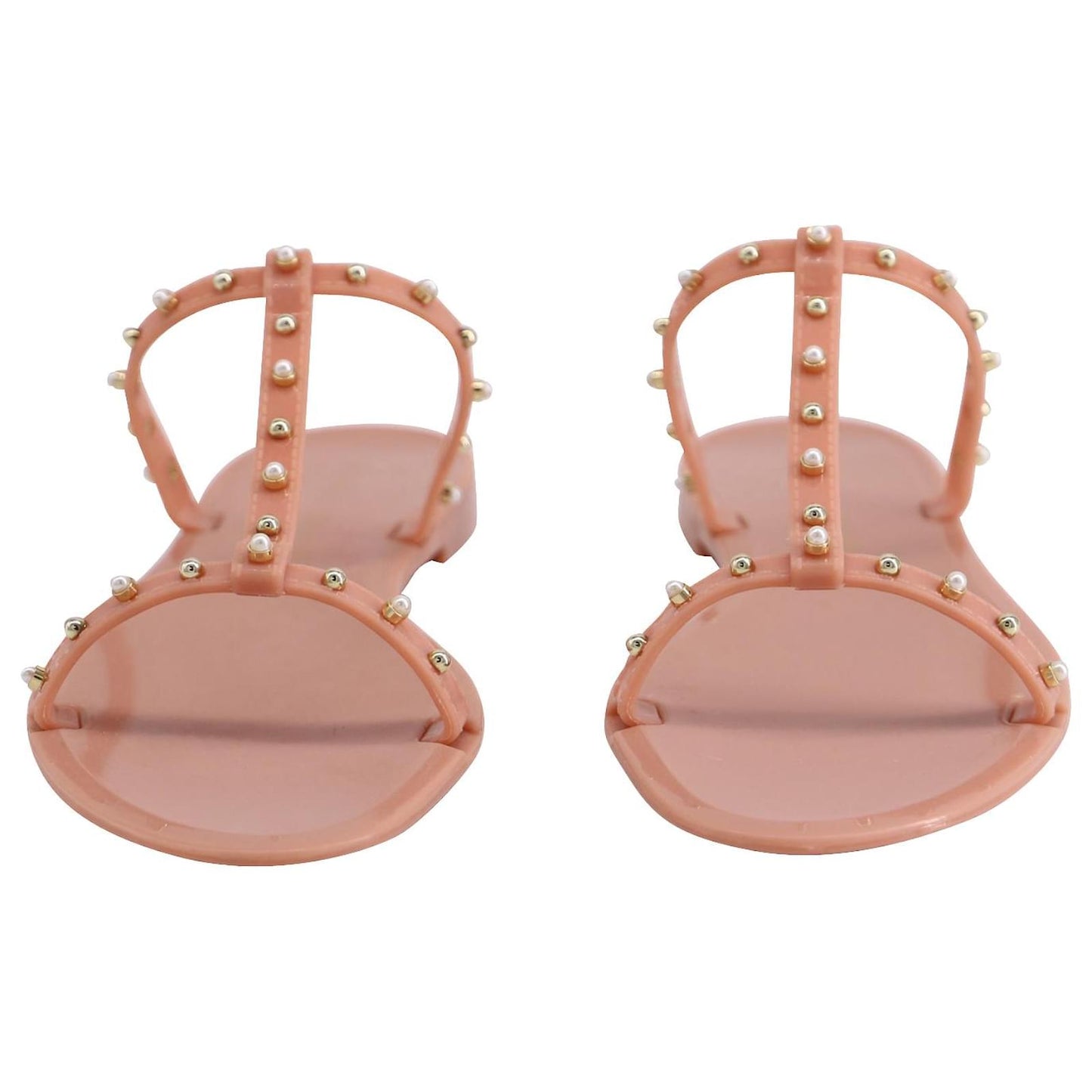 Stuart Weitzman Rubber Sandals with Pearls and Studs