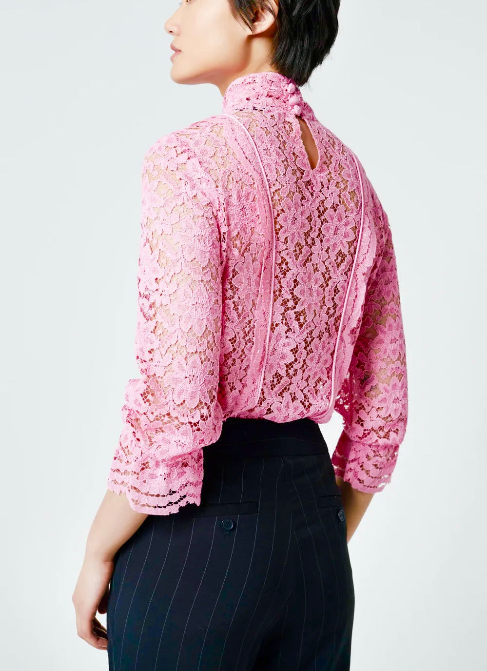 Smythe Lace Turtleneck Blouse