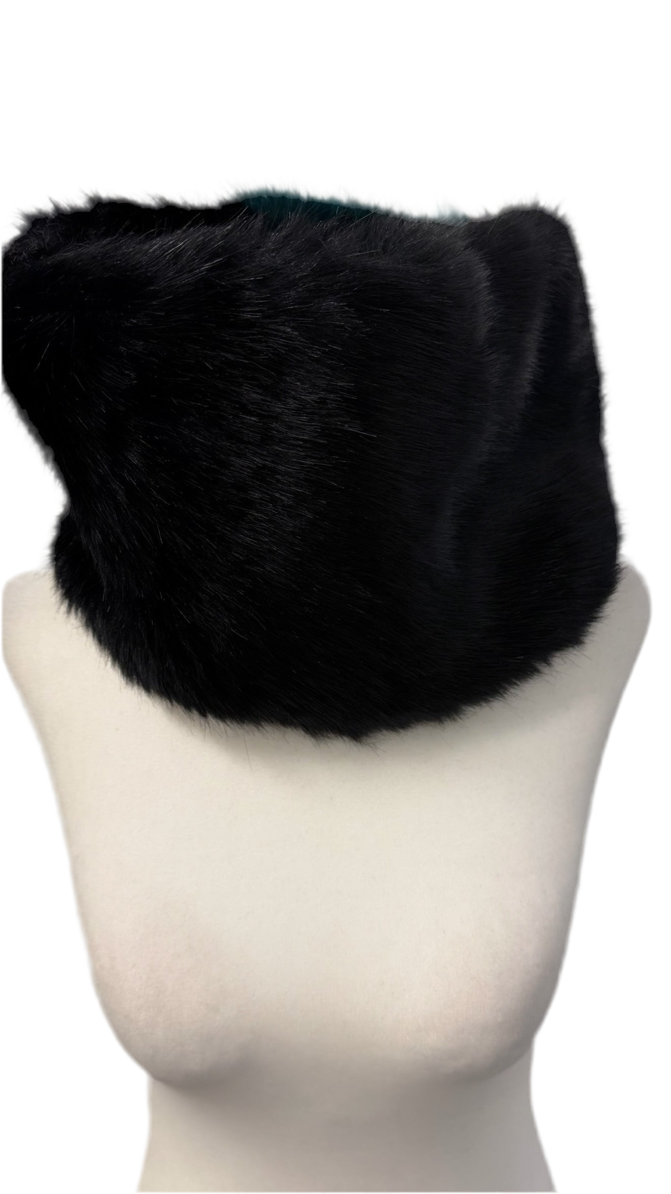 BARNEYS NEW YORK- BLACK/TEAL FAUX FUR NECK SCARF