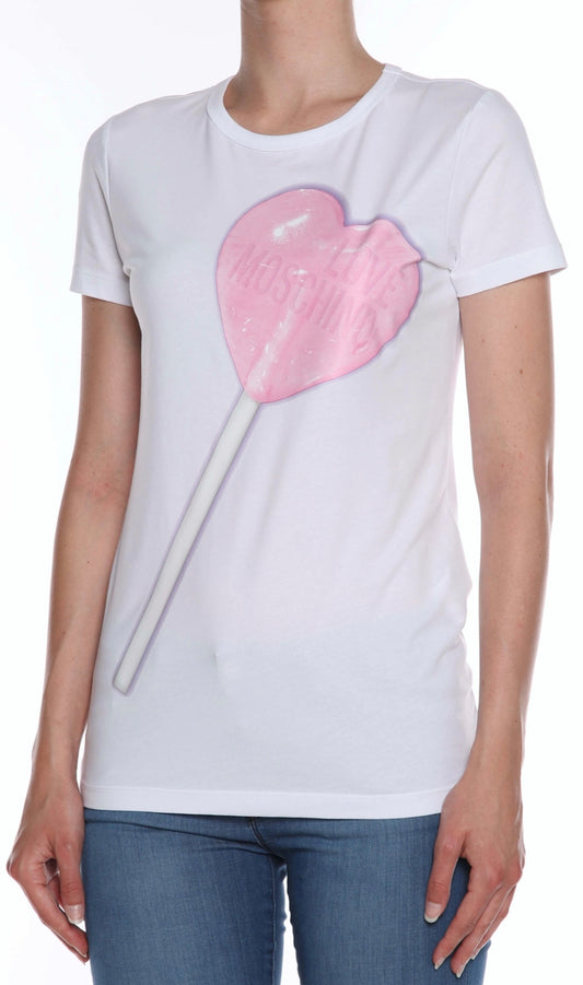 LOVE MOSCHINO - white cotton loliheart t-shirt