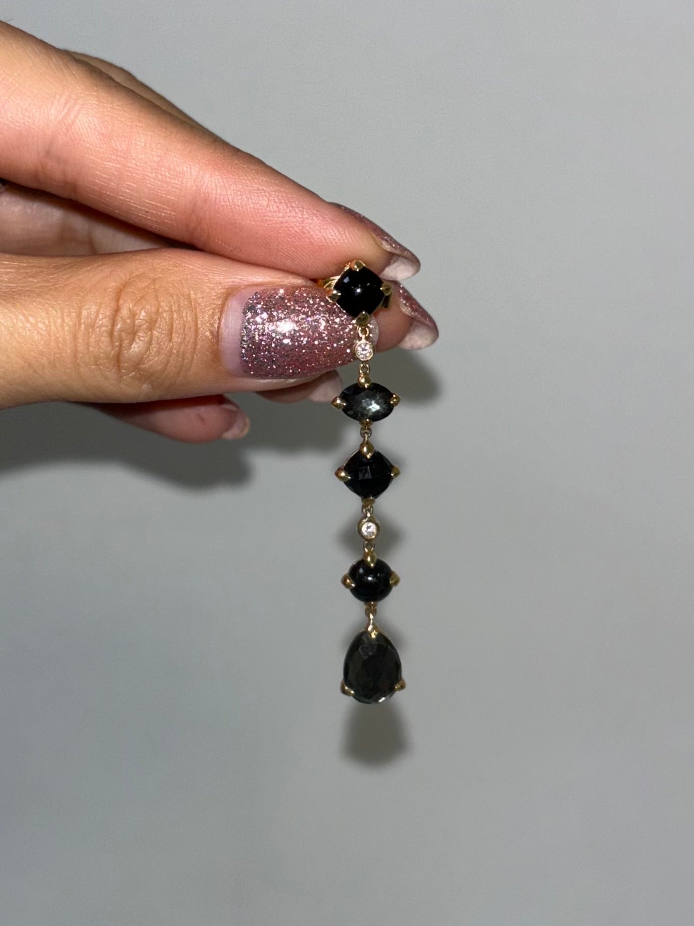 David Yurman Gold Drop Earrings with Diamond and Onyx