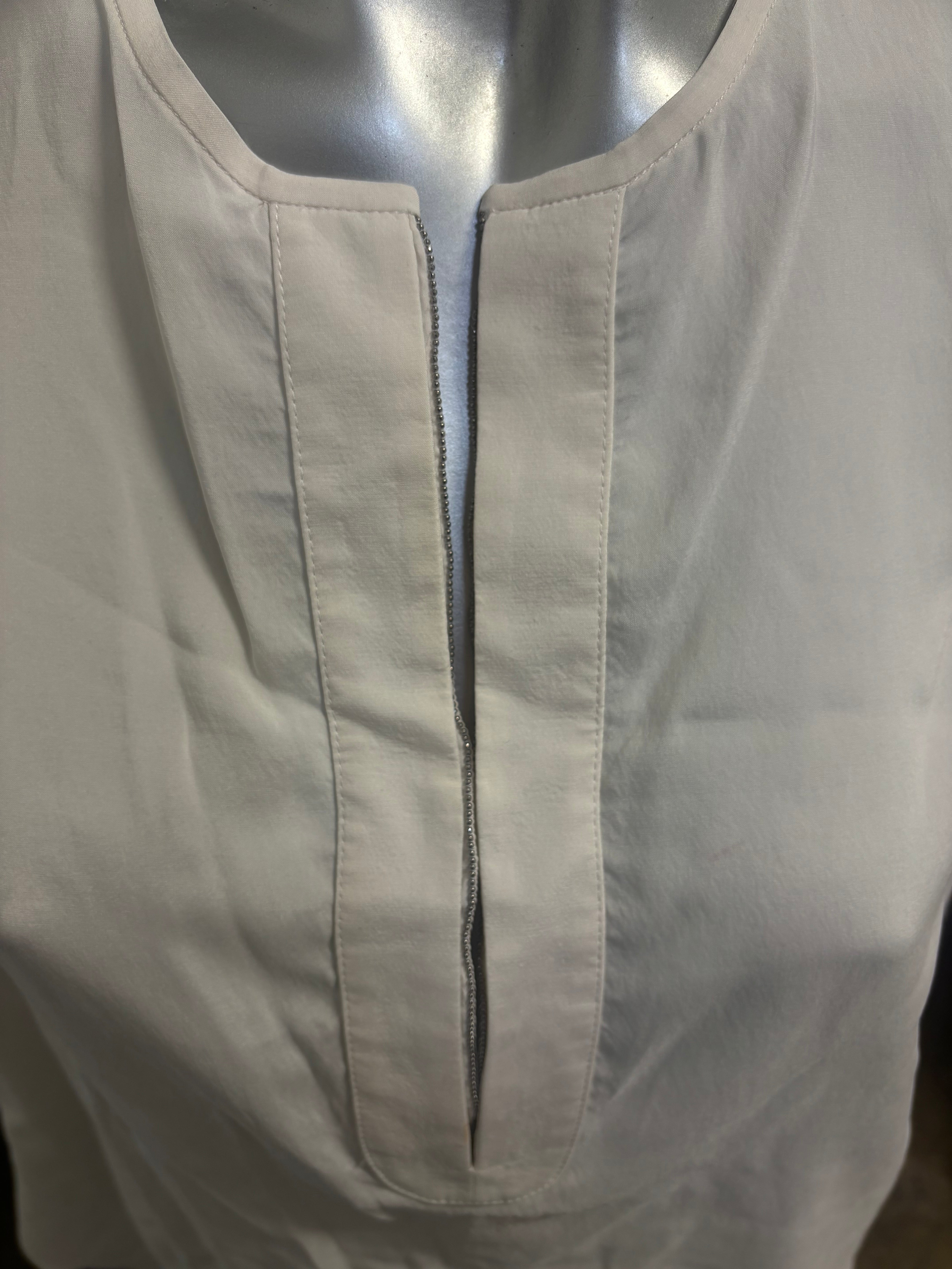 BRUNELLO CUCINELL sleeveless white top w monili on chest