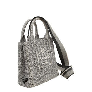 PRADA woven jacquard drill handbag with crossbody strap