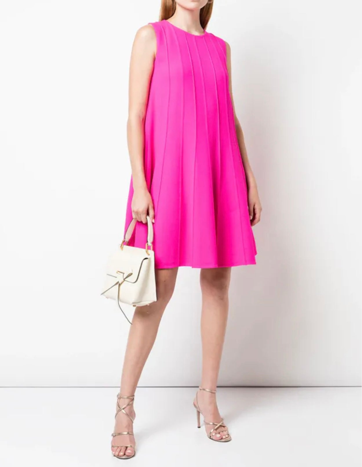 Oscar de la Renta - Hot Pink Pleated Dress