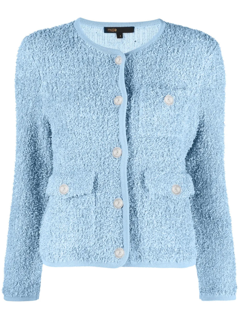 MAJE blue tinsel/straw material blazer jacket