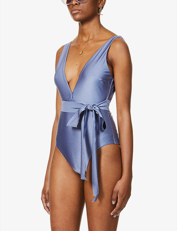 ZIMMERMANN iridescent purple one piece swim with tie