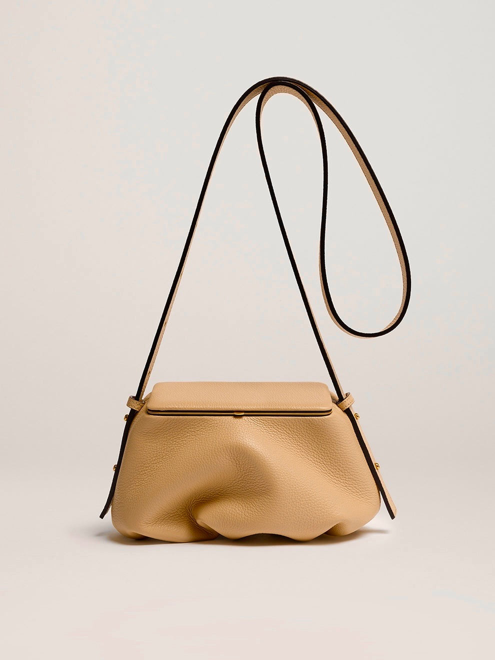 Lutz Morris Beige Ruffle Leather Crossbody Bag
