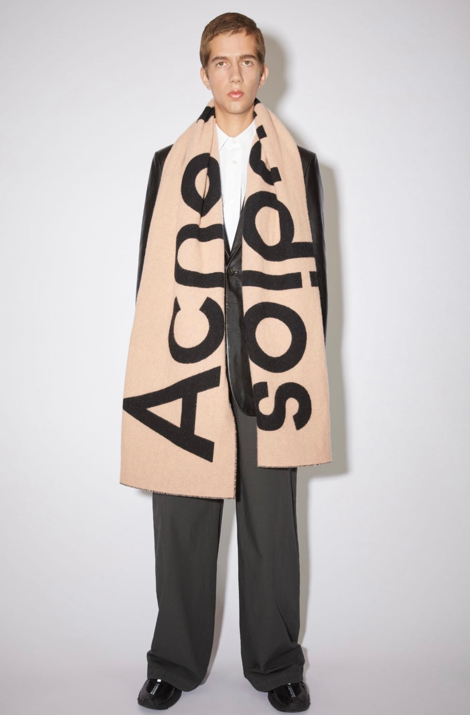 ACNE STUDIOS -  Pink and Black Logo Scarf