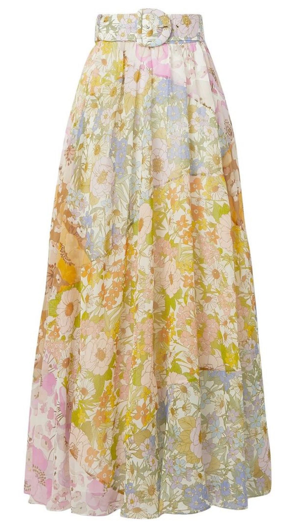 ZIMMERMANN Super Eight belted floral-print cotton and silk-blend voile maxi skirt
