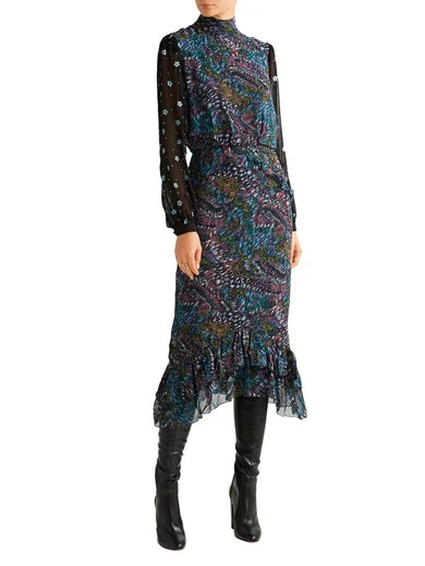 SALONI isa midi dress in multicolour silk