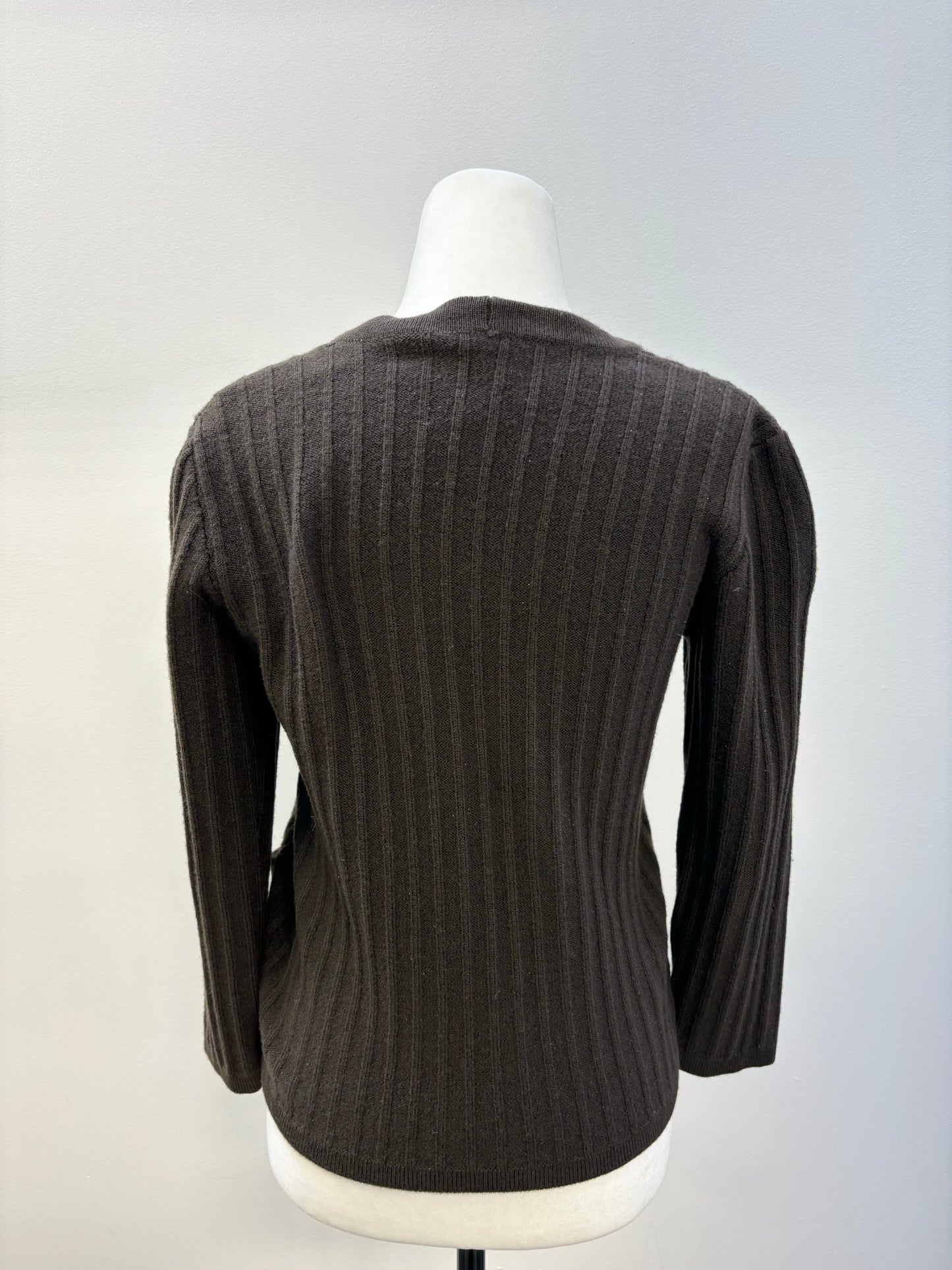 Celine Wool Ribbed Cardigan