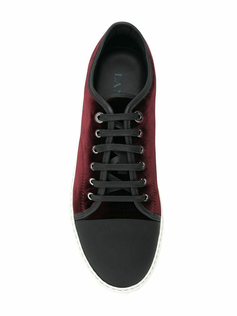Lanvin Men’s Burgundy Velvet Sneakers