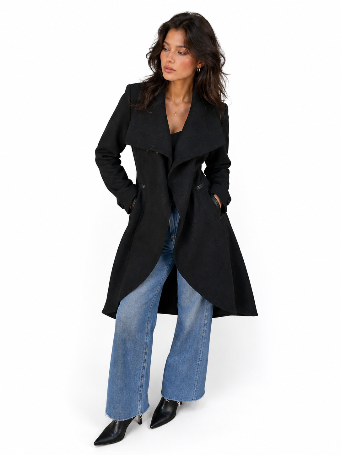 MACKAGE black wool jacket w leather details