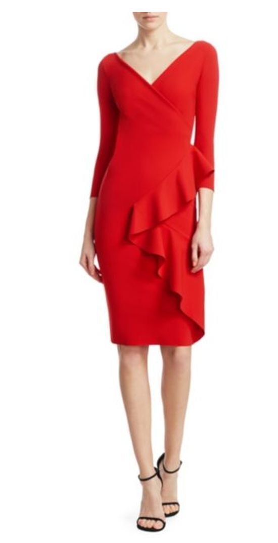 CHIARA BONI red long sleeve short dress with ruffles