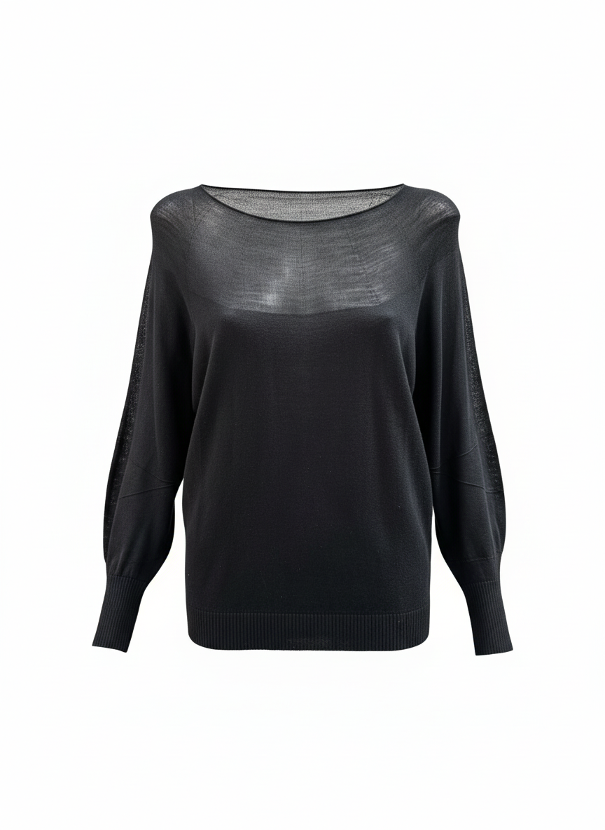 AGNONA black 3/4 sleeve knit sweater