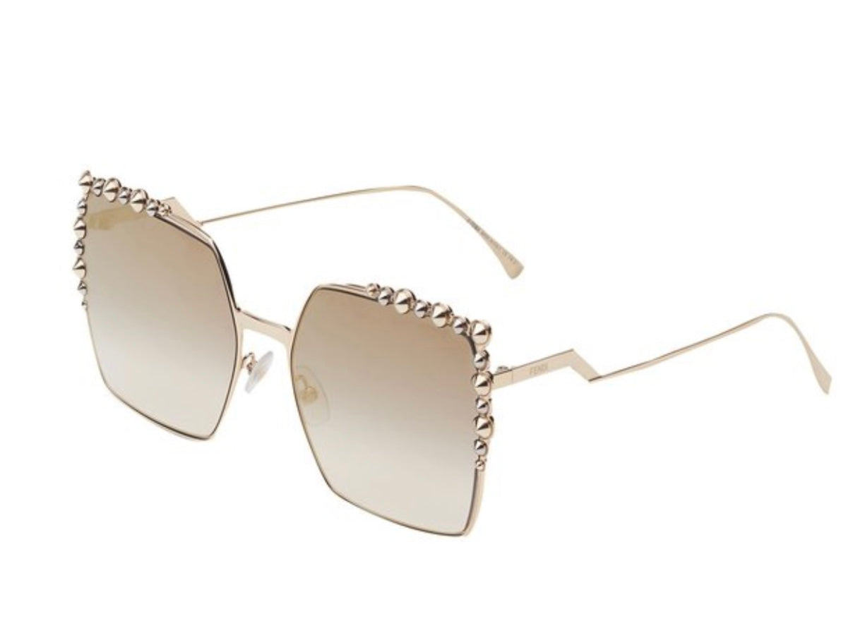 Fendi - Cat Eye - Gold Square Oversize Sunglasses - Sunglasses - Fendi Eyewear